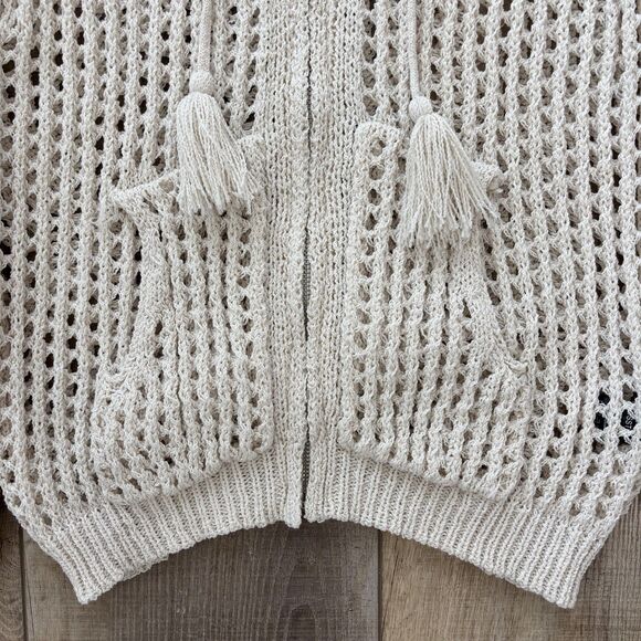 Pol Womens Crochet Open Knit Sweater Size M Rainbow Beachy Boho Travel Vacation - Picture 5 of 13